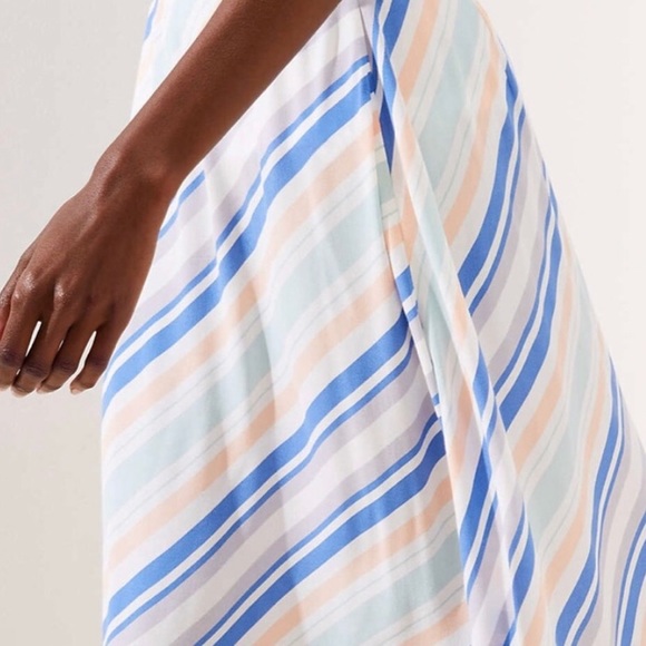 Loft Petite Pastel Blue Orange Stripe Flowy Midi Skirt 00P - Picture 3 of 3